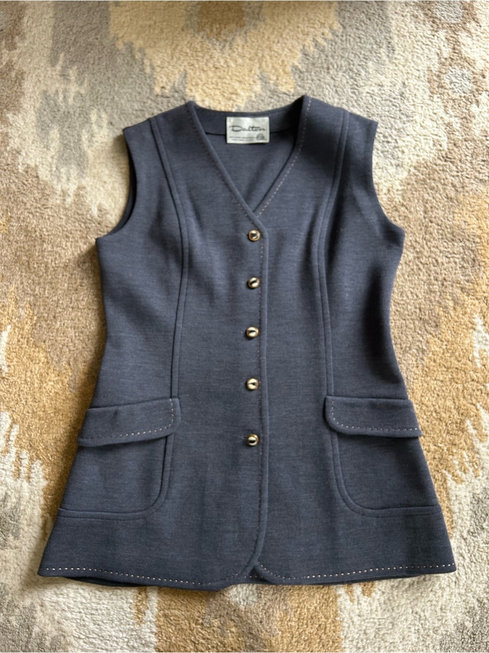 Vintage Dalton Pure Virgin Wool Women’s Tunic Vest Gray Sz 12
